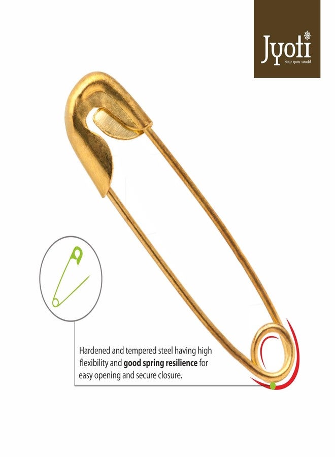 Jyoti 33207 Safety Pins - Prime, Strong Nickel Plated Steel, Rust Resistant, Heavy Duty Variety Pack, Perfect for Clothes, Crafts, Sewing, Pinning (125 Pins of Size 4 / 55mm Golden Finish in a Pouch) - Image 3